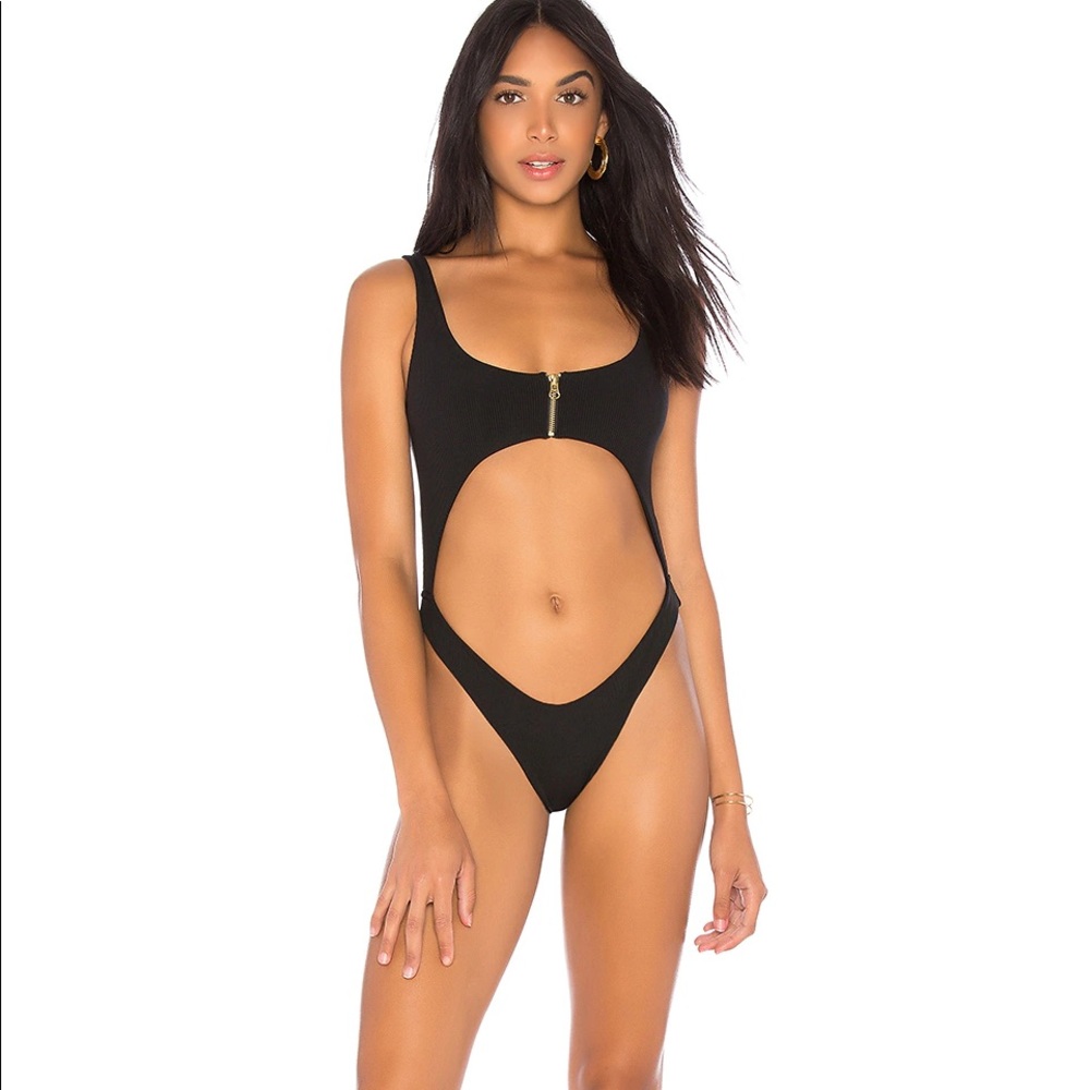 Beach bunny black Kelly cut out one piece NWT